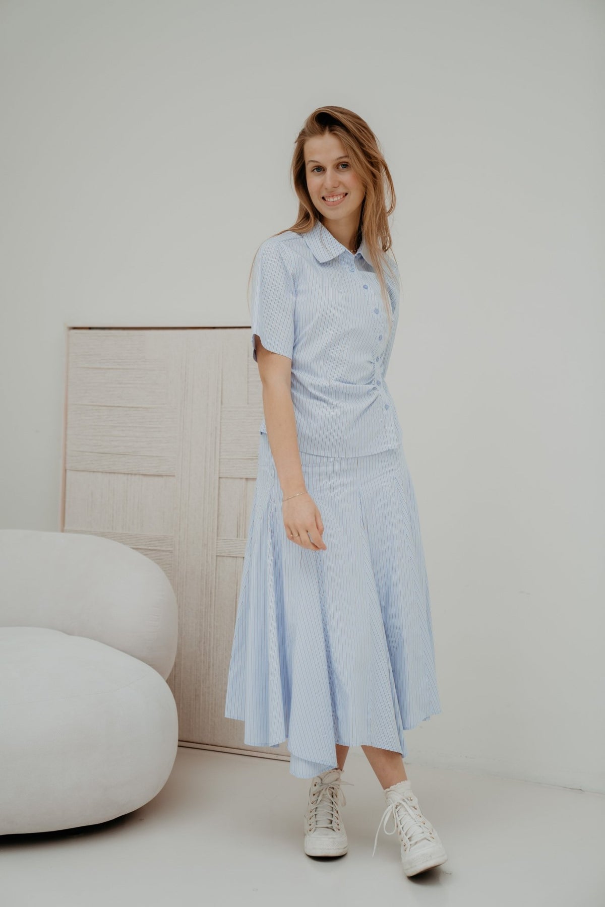 Hazell Stripe Shirt Light Blue - Bij Keesje - Neo Noir - Blouse