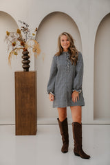 Heleen Ruit Dress Blauw/Wit