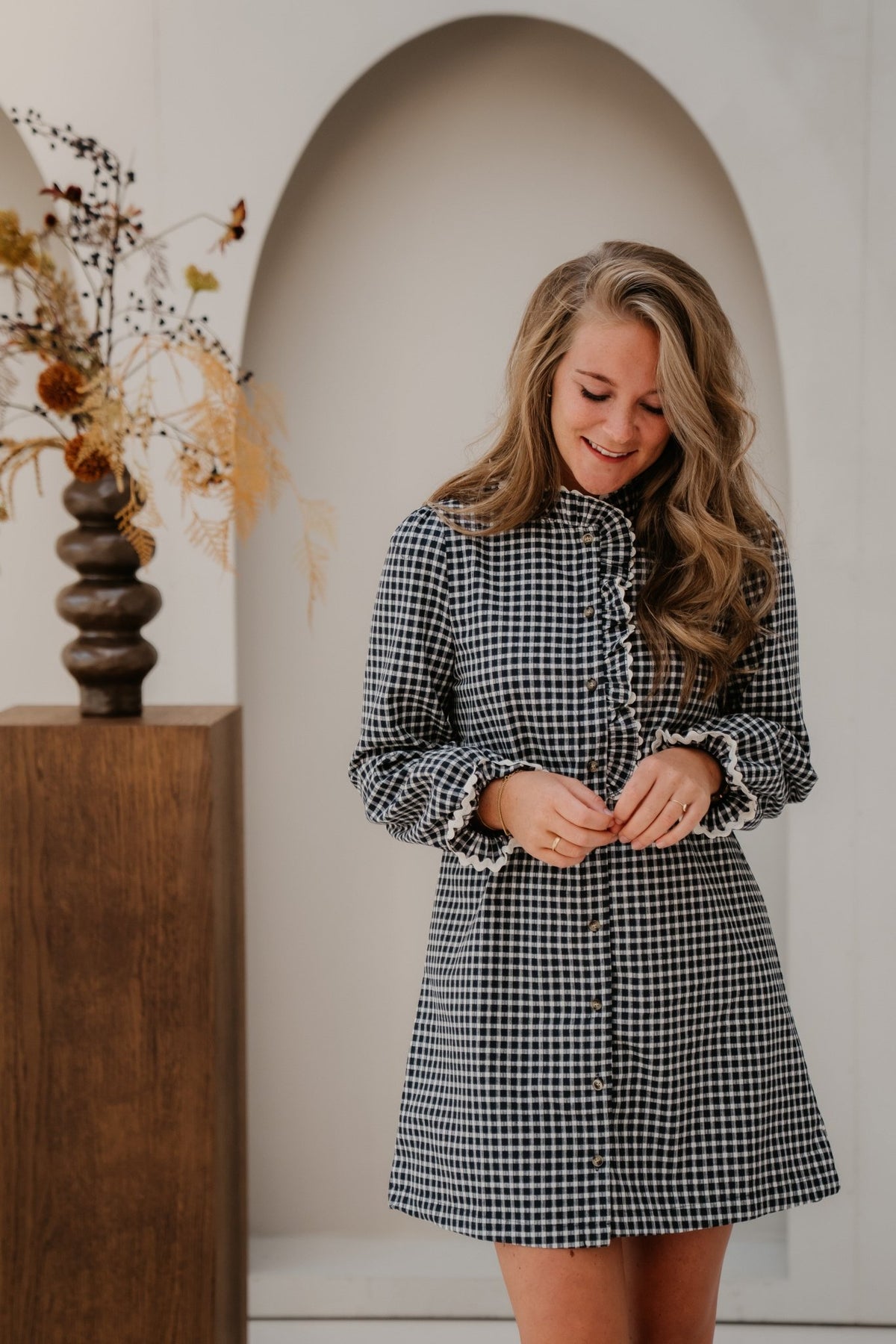 Heleen Ruit Dress Blauw/Wit - Bij Keesje - Bij Keesje - Jurk