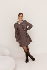 Heleen Ruit Dress Bordeaux/Blauw