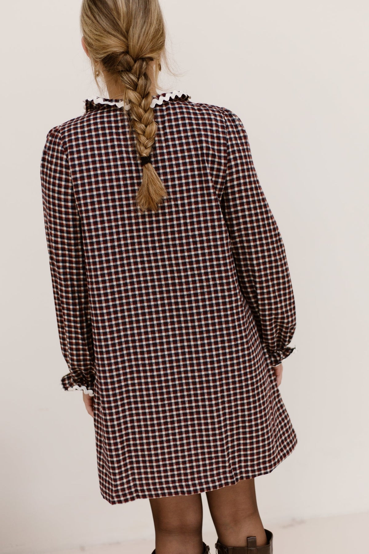 Heleen Ruit Dress Bordeaux/Blauw - Bij Keesje - Bij Keesje - Jurk