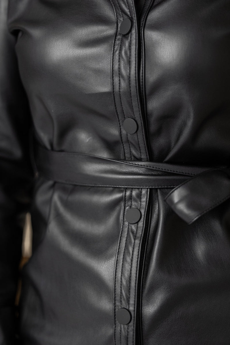 Helena leather dress black - Bij Keesje