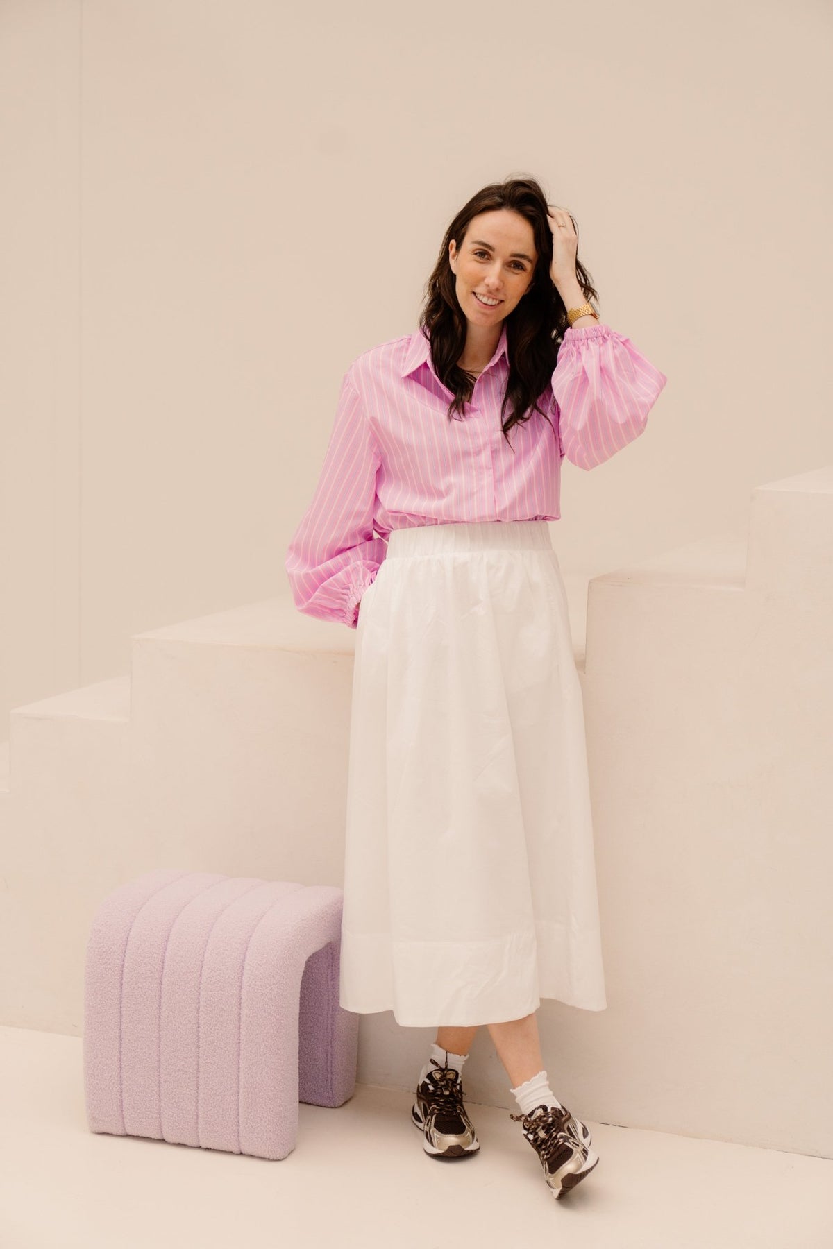 Henrieke blouse roze striped - Bij Keesje - Bij Keesje - Blouse