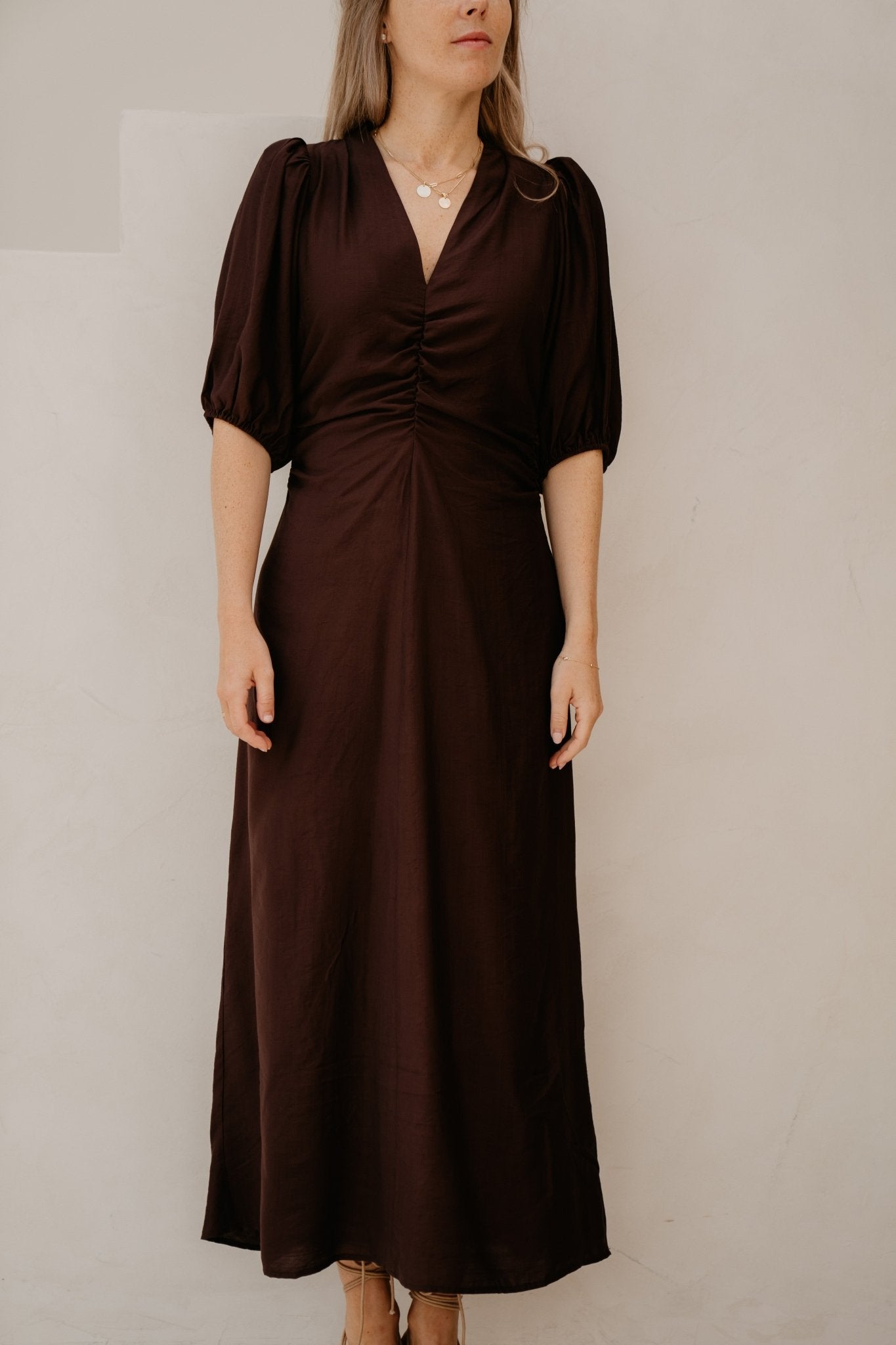 HeraCC SS Puff Dress Dark Brown - Bij Keesje - Co'couture - Jurk