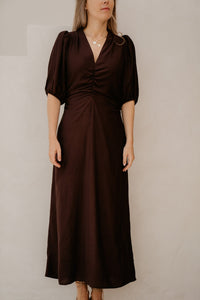 HeraCC SS Puff Dress Dark Brown - Bij Keesje - Co'couture - Jurk