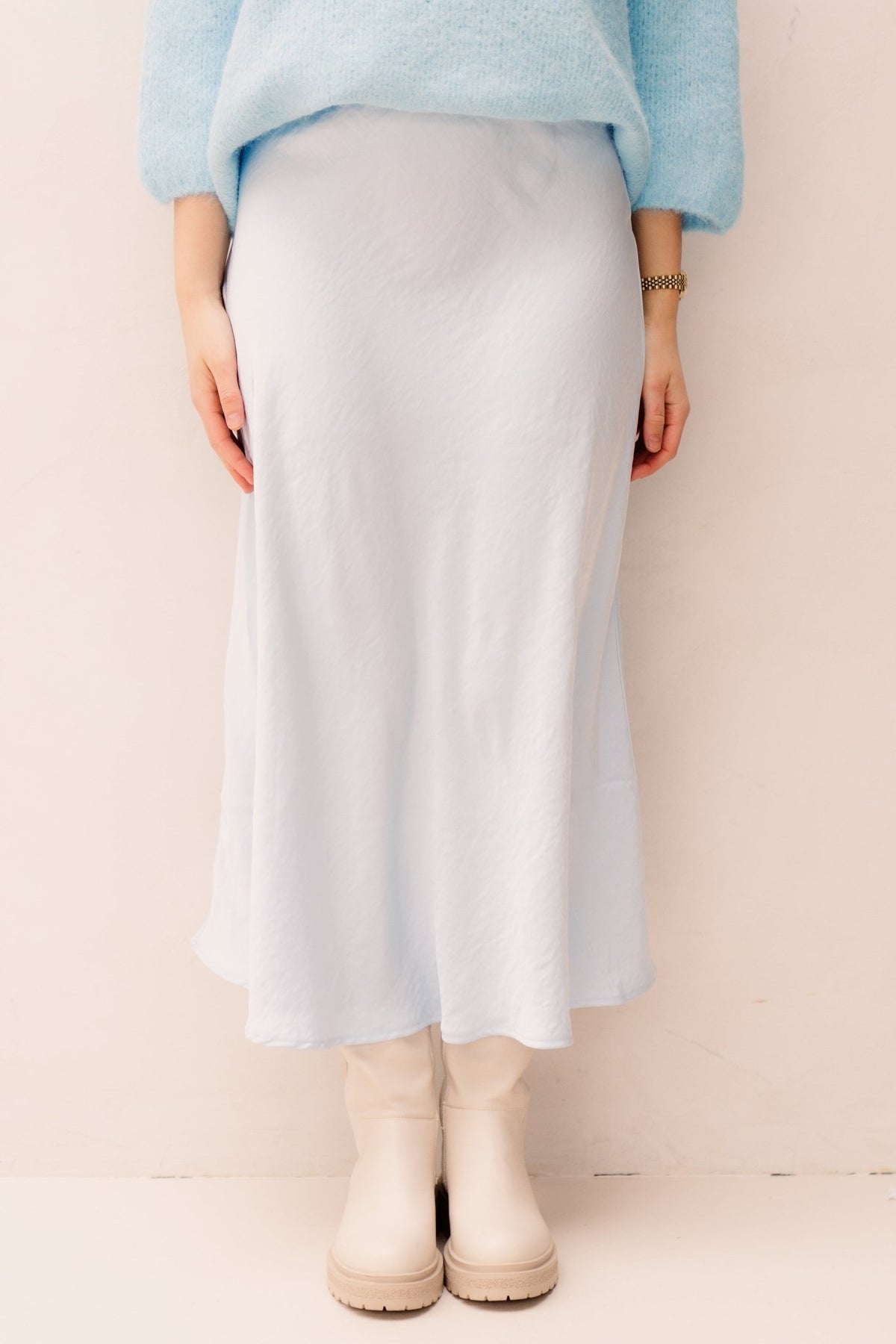 Heva satijnen rok blauw - Bij Keesje - Bij Keesje - Rokken