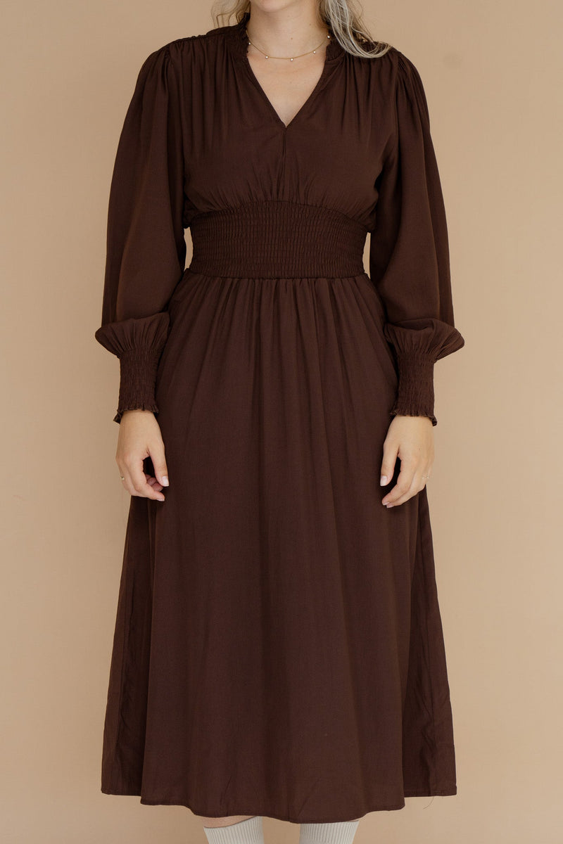 Hilde taille dress brown - Bij Keesje