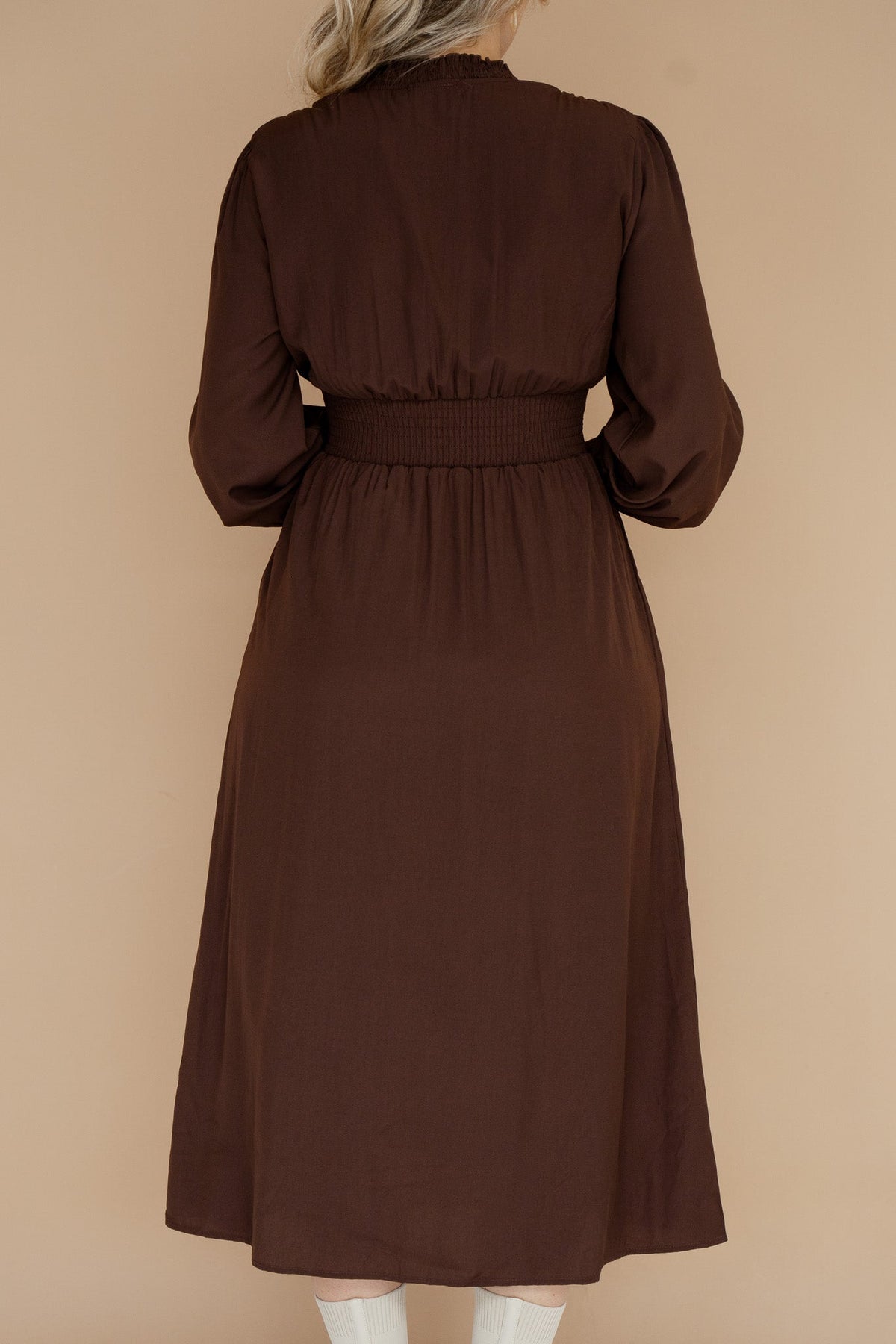 Hilde taille dress brown - Bij Keesje