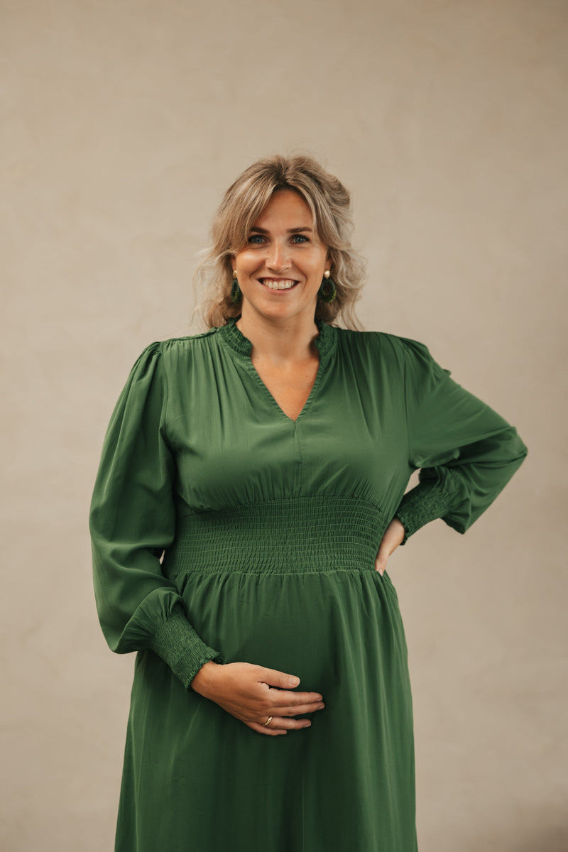 Hilde taille dress green - Bij Keesje