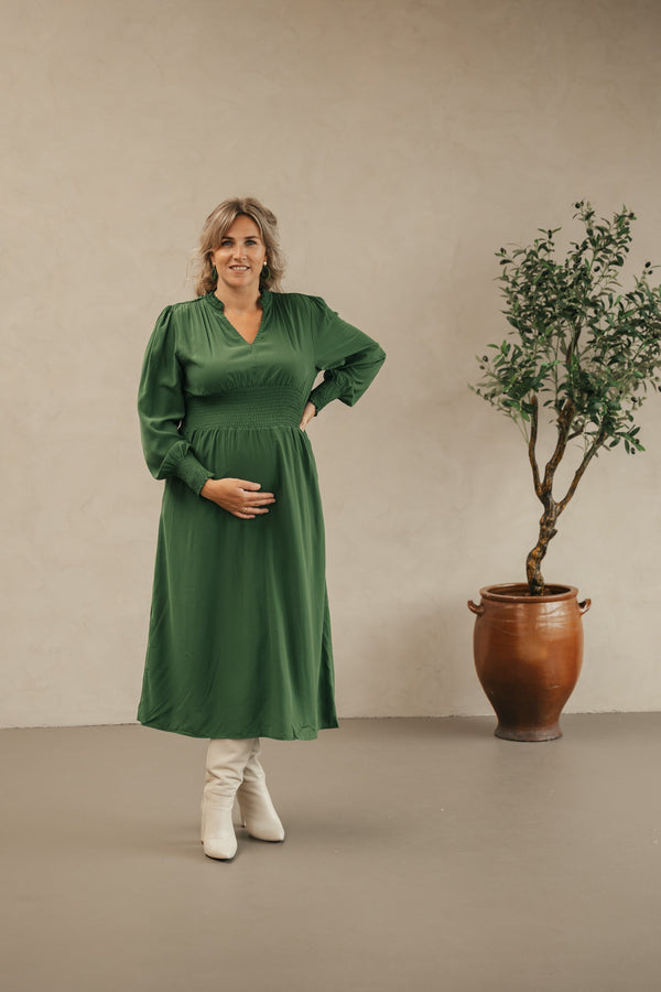 Hilde taille dress green - Bij Keesje