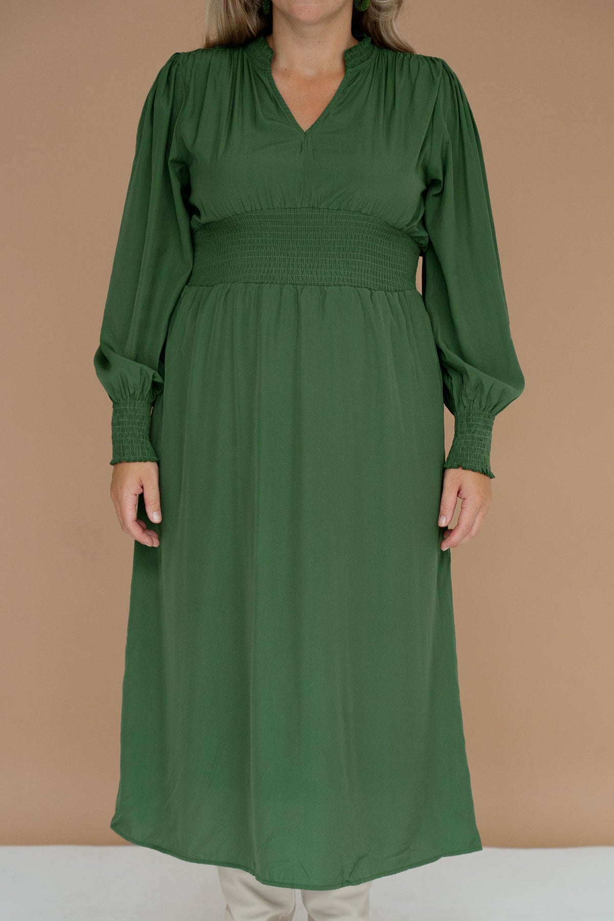 Hilde taille dress green - Bij Keesje