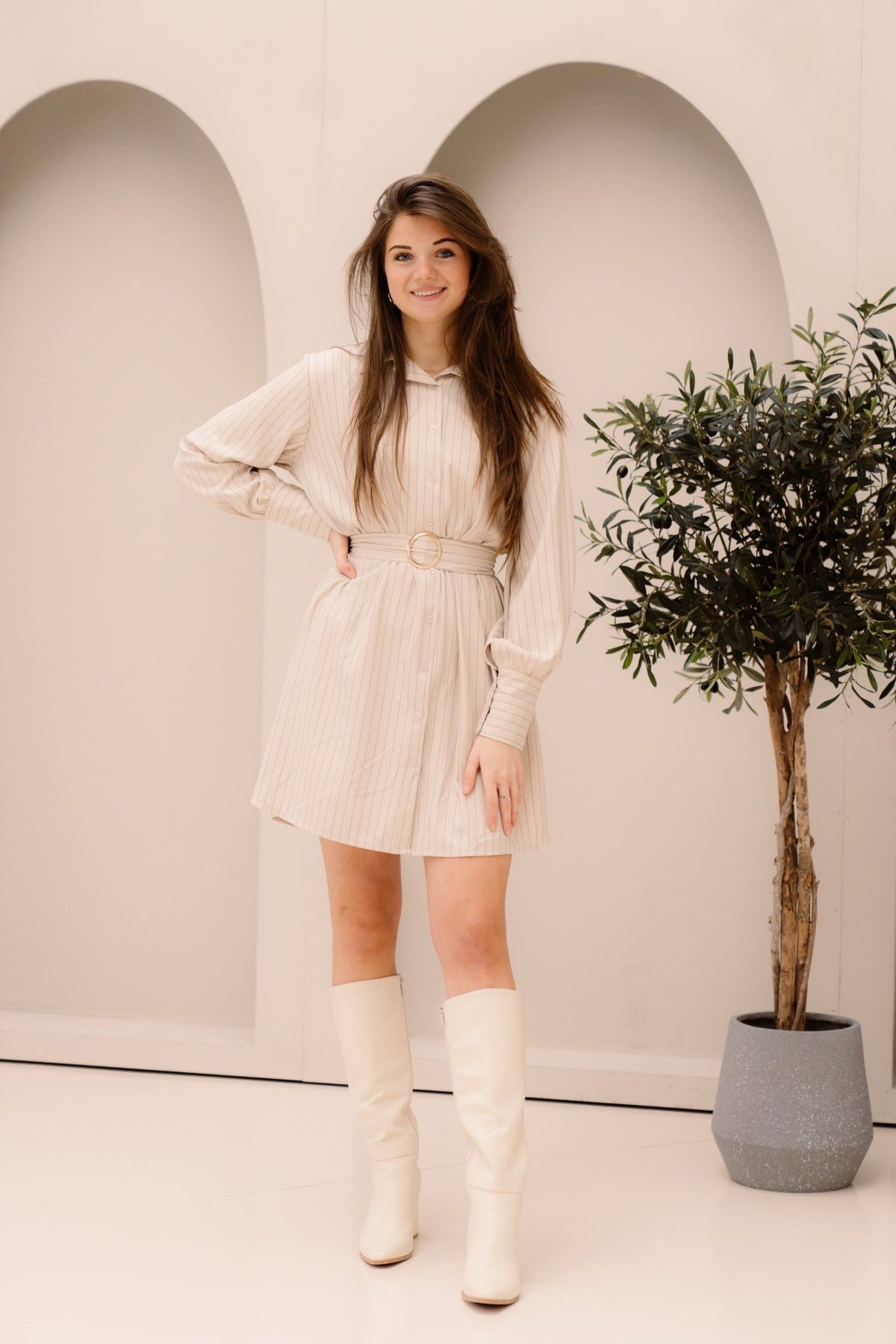 Hinde Dress Beige - Bij Keesje - Bij Keesje - Jurk