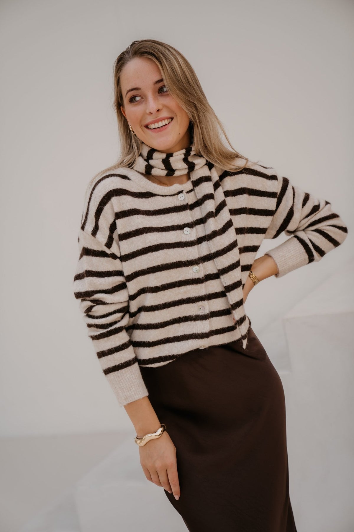 Hira Stripe Pullover Creme/Black - Bij Keesje - Bij Keesje - Trui
