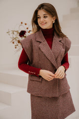 Ila ruit gilet bordeaux/blue