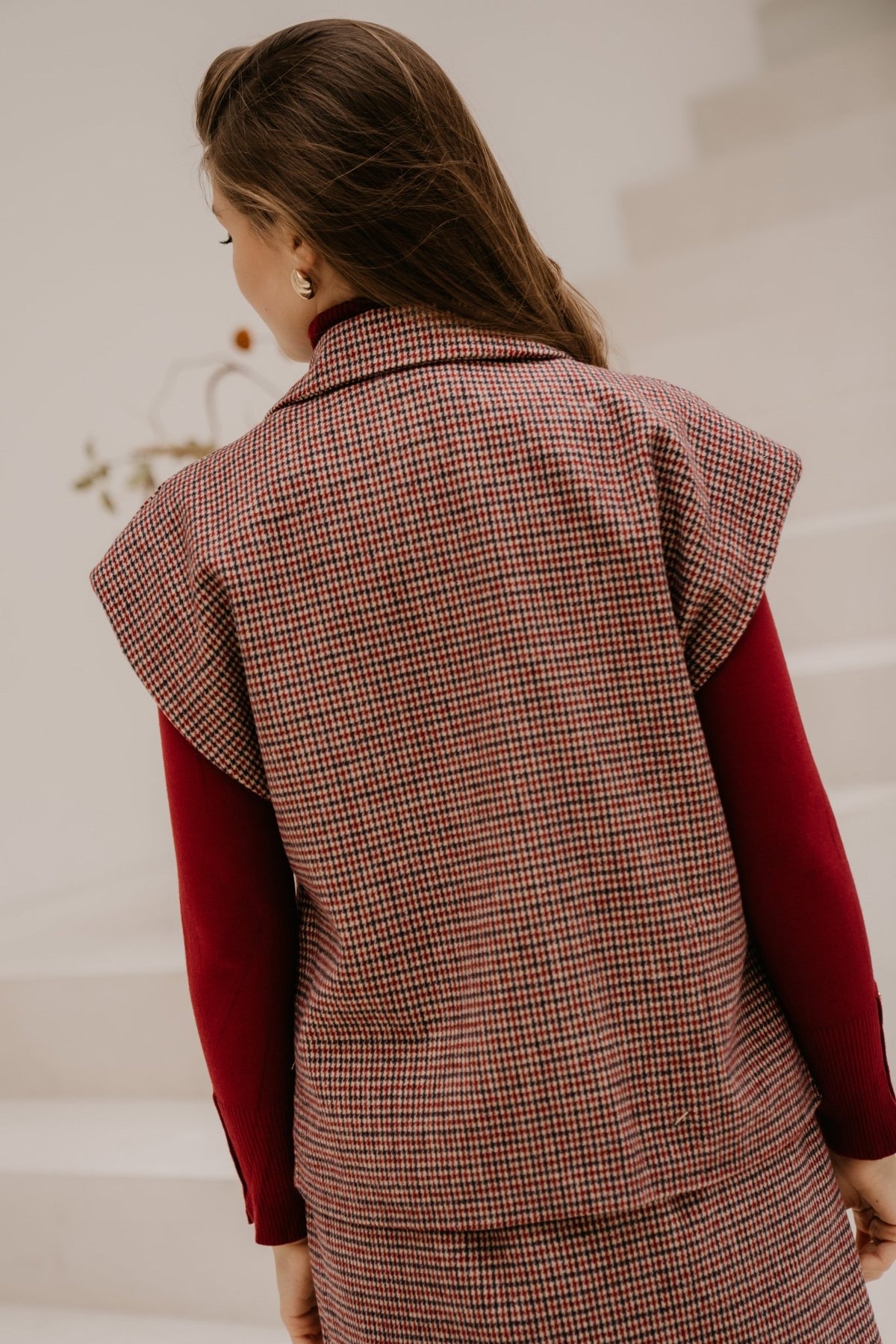 Ila ruit gilet bordeaux/blue - Bij Keesje - Bij Keesje - Gilet
