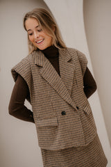 Ila ruit gilet camel/zwart