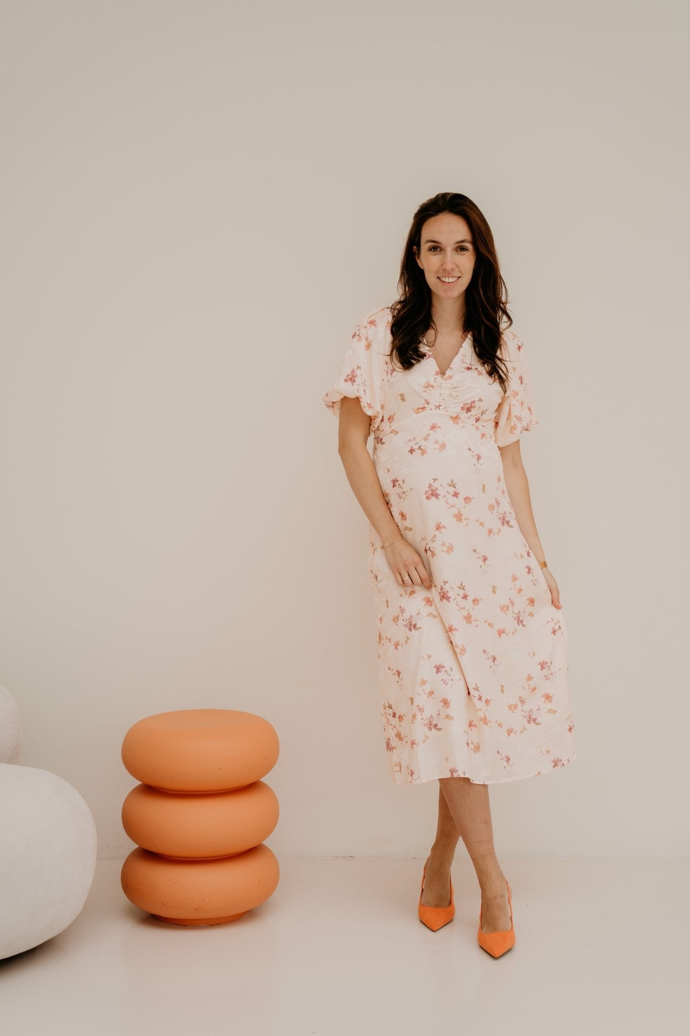 Ilana Sateen Print Dress Creme - Bij Keesje - Neo Noir - Jurk