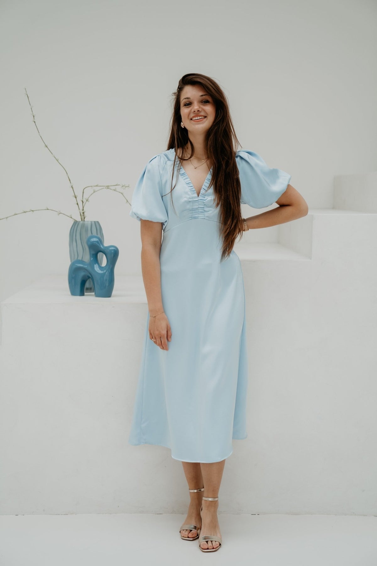 Illana Heavy Sateen Dress Light Blue - Bij Keesje - Neo Noir - Jurk