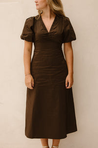 Illana poplin dress brown - Bij Keesje - Neo Noir