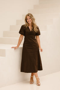 Illana poplin dress brown - Bij Keesje - Neo Noir