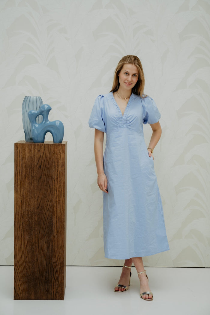 Illana Poplin Dress Sky Blue - Bij Keesje - Neo Noir - jurk
