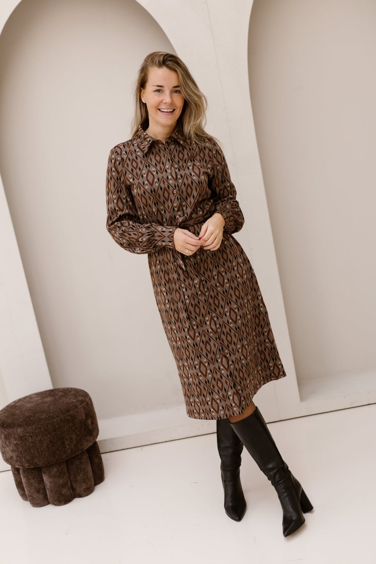 Imogen Dress Bronze/Capuccino - Bij Keesje - G-maxx - Jurk
