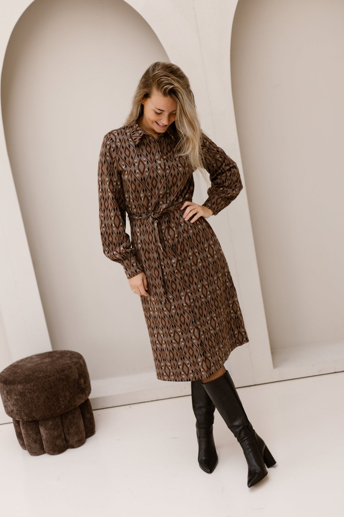 Imogen Dress Bronze/Capuccino - Bij Keesje - G-maxx - Jurk
