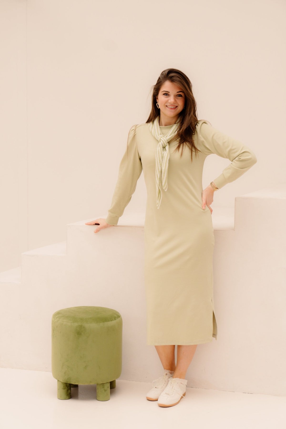 Indy sweater dress green - Bij Keesje - Bij Keesje - Jurk