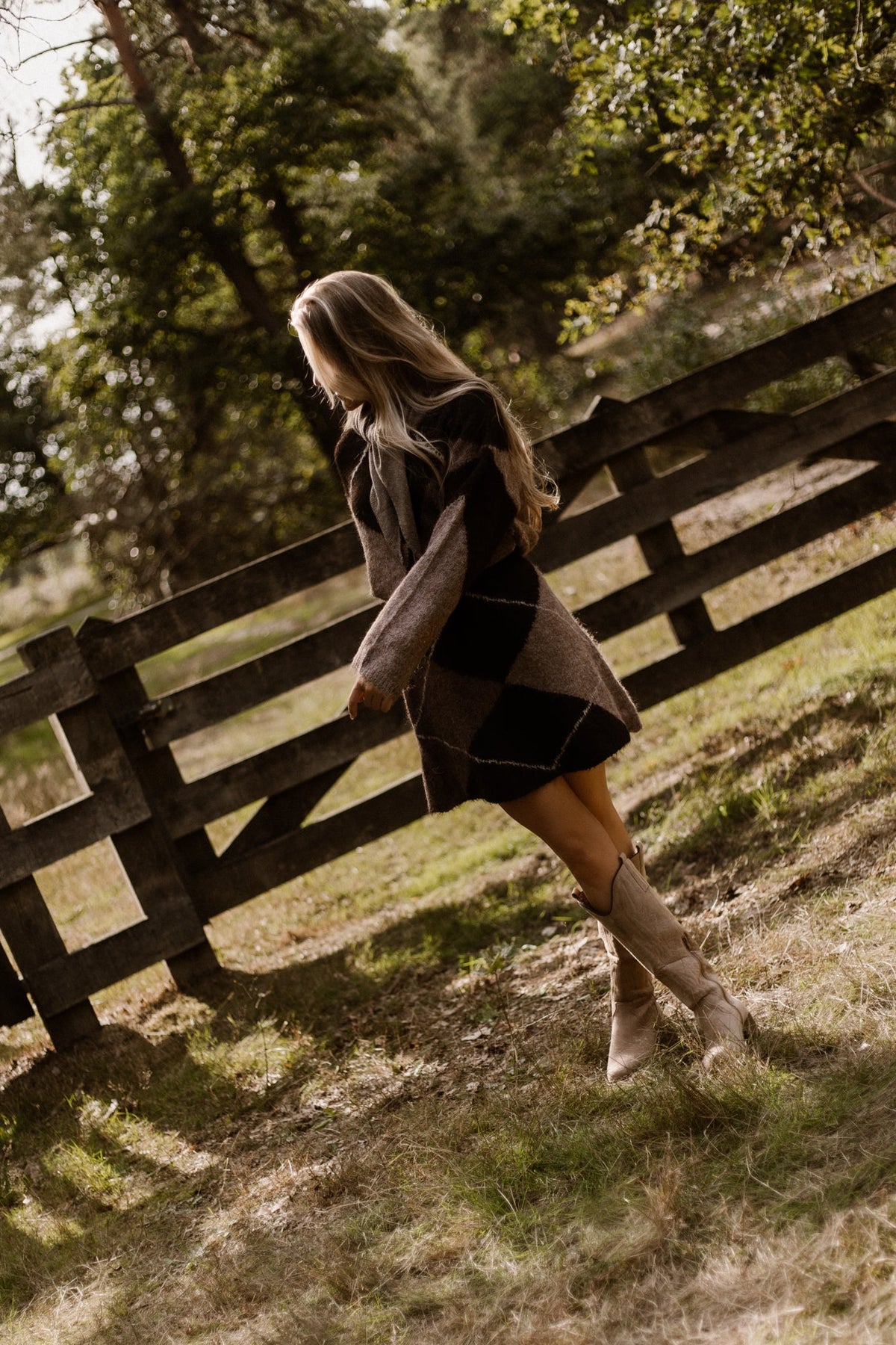 Inga Check Fluff Knit Blouse Dark Brown - Bij Keesje - Neo Noir - Trui