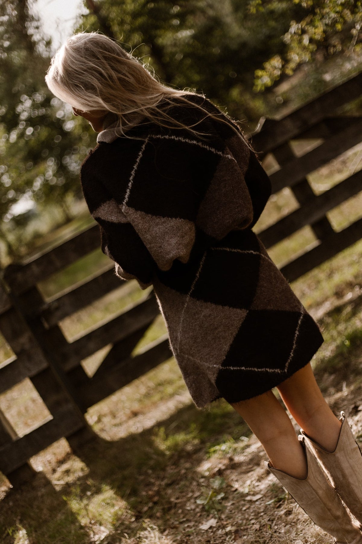 Inga Check Fluff Knit Blouse Dark Brown - Bij Keesje - Neo Noir - Trui
