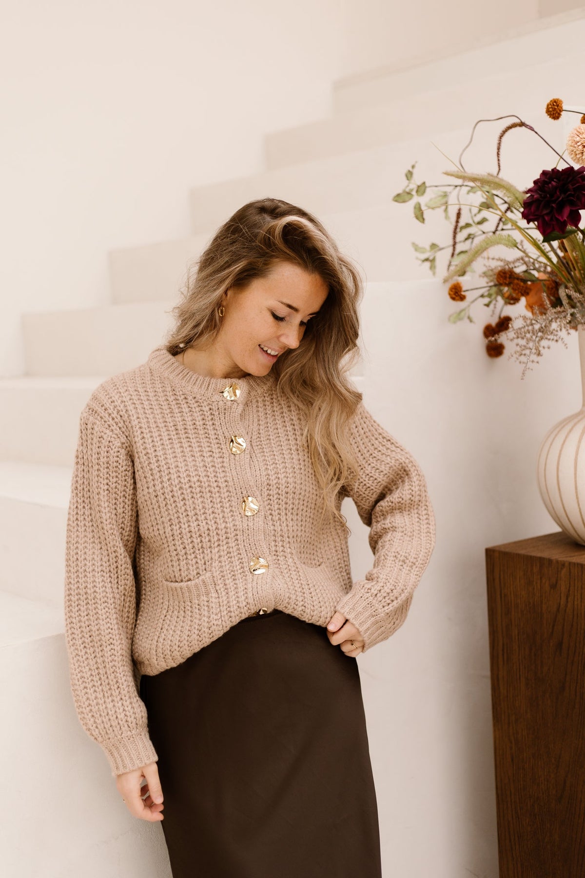 Irene cardigan taupe - Bij Keesje - YDENCE - Vest