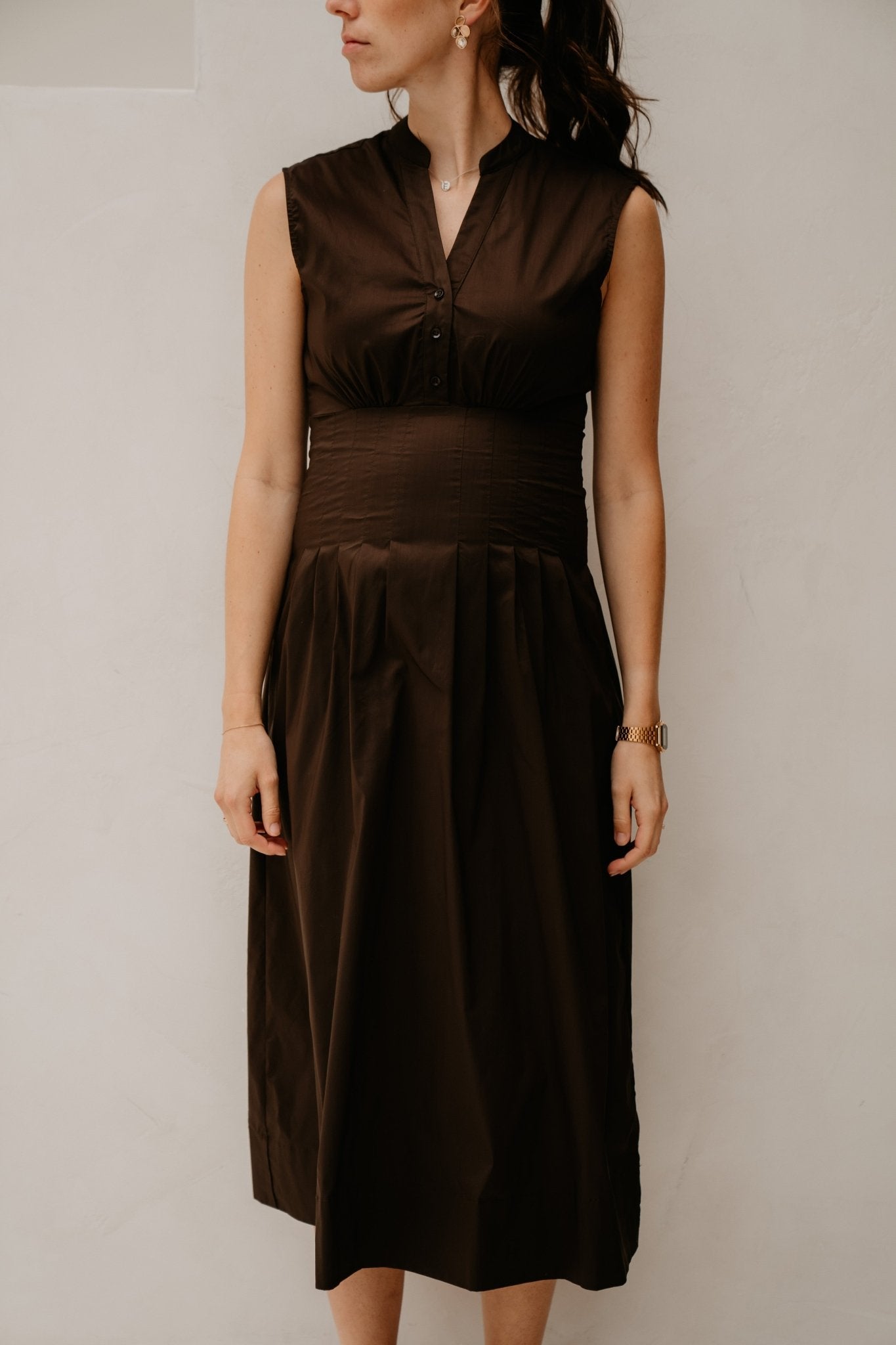 Irene Poplin Dress Production Chocolate Brown - Bij Keesje - Neo Noir - Jurk