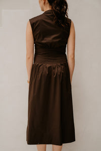Irene Poplin Dress Production Chocolate Brown - Bij Keesje - Neo Noir - Jurk