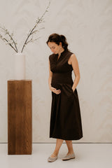 Irene Poplin Dress Produktion Schokobraun