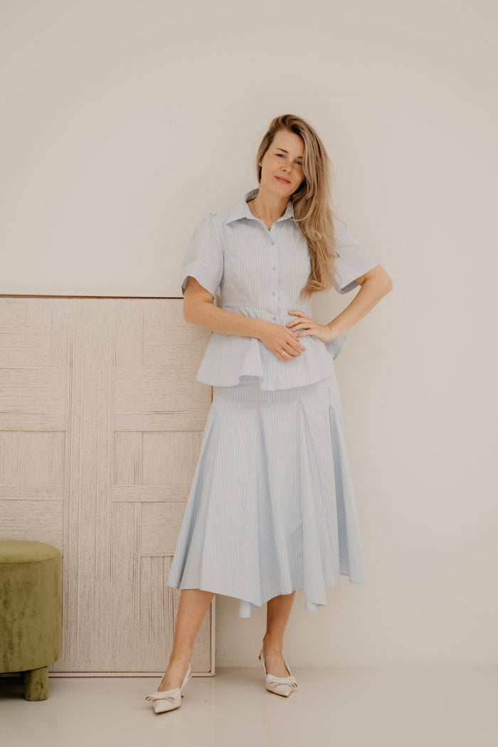 Isabet Stripe Skirt Blue Stripe - Bij Keesje - Neo Noir - rok