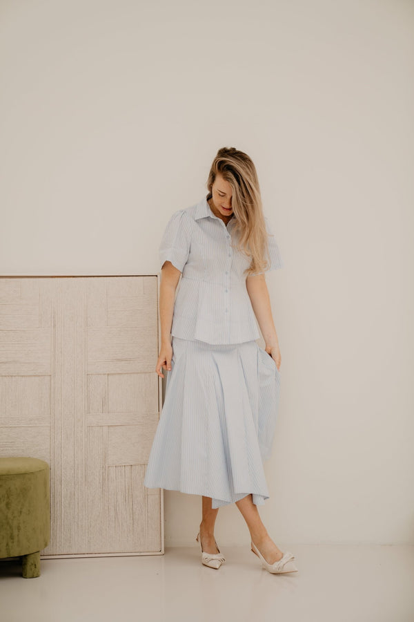 Isabet Stripe Skirt Blue Stripe - Bij Keesje - Neo Noir - rok