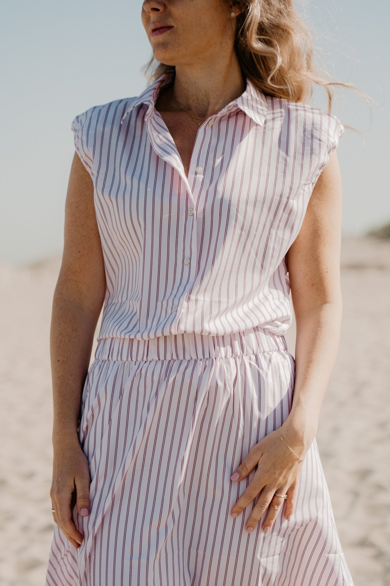 Isella double stripe top rose - Bij Keesje - Neo Noir - Blouse