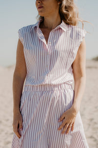 Isella double stripe top rose - Bij Keesje - Neo Noir - Blouse