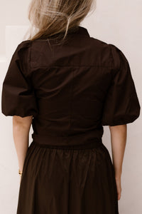 Ismara solid shirt dark brown - Bij Keesje - Neo Noir - shirt