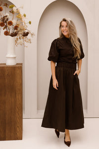 Ismara solid shirt dark brown - Bij Keesje - Neo Noir - shirt