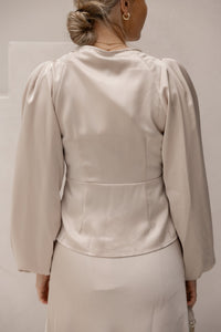 Istana heavy sateen blouse champagne NN - Bij Keesje
