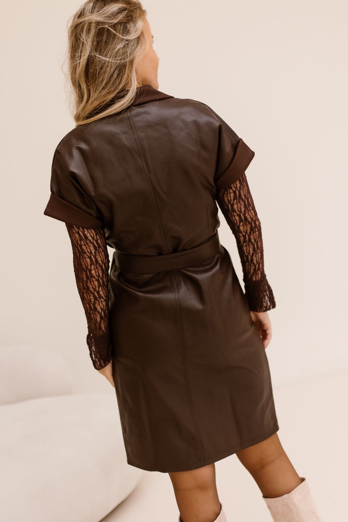 Izzy dress pu brown - Bij Keesje - Kimara - Jurk