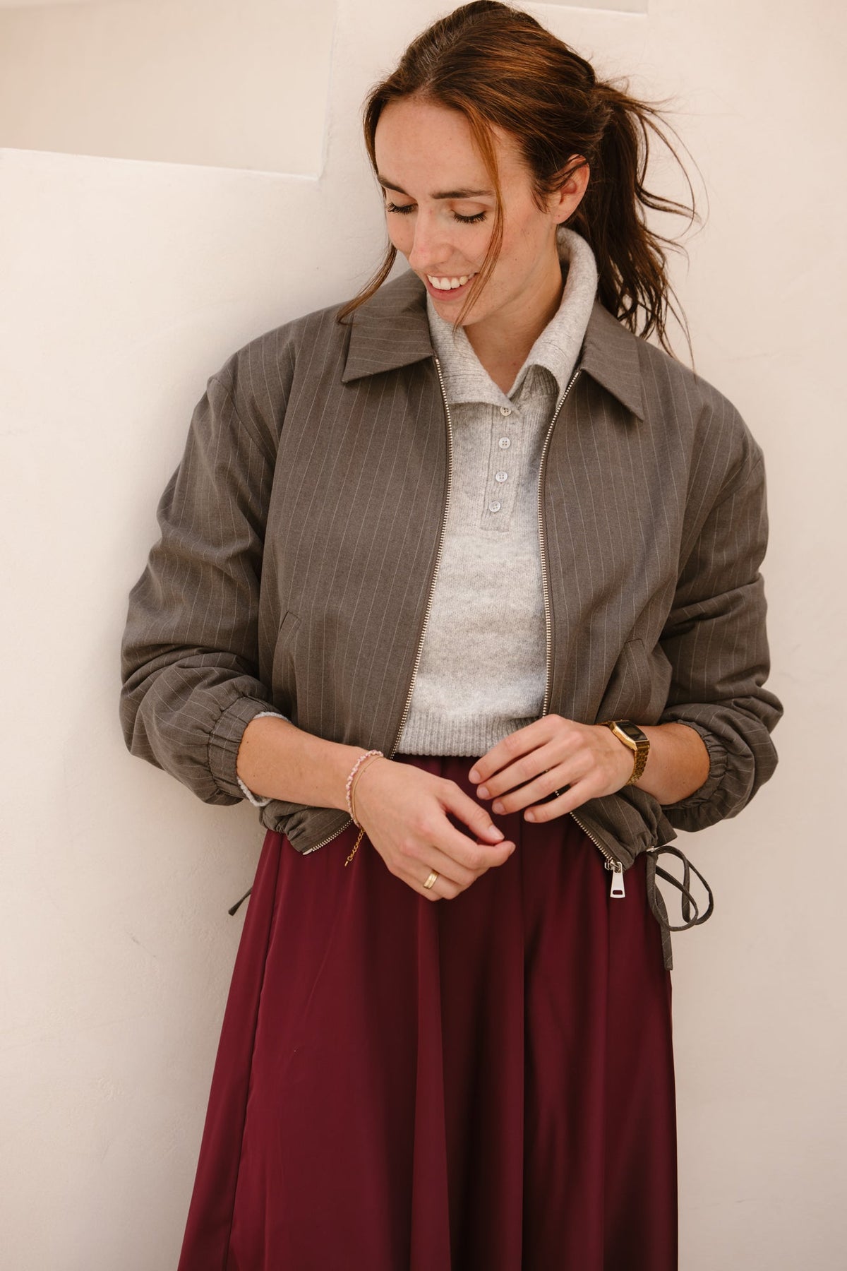 Jacket bomber pinstripe grey - Bij Keesje - Esqualo