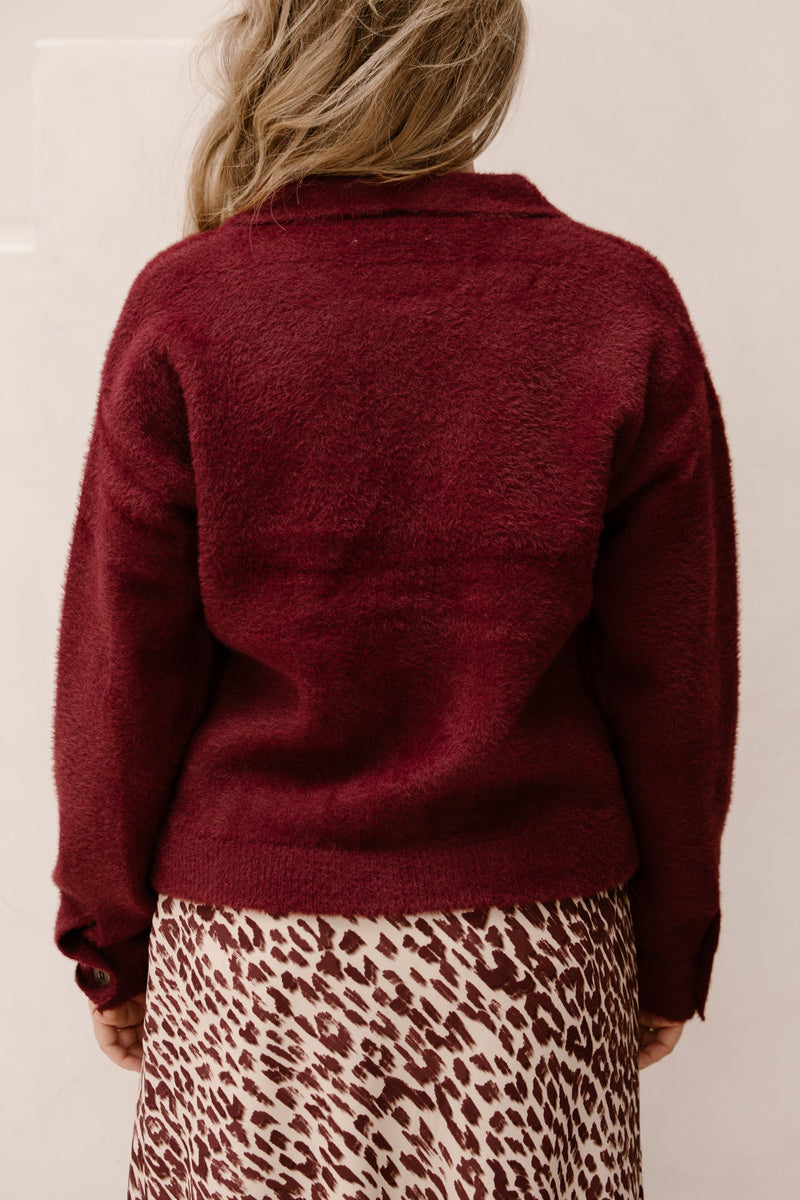 Jacket fluffy with pockets burgundy - Bij Keesje - Bij Keesje