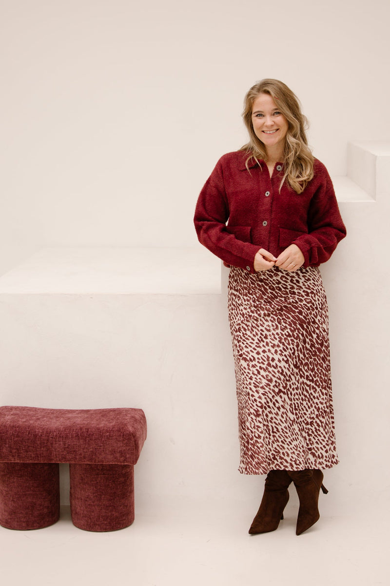 Jacket fluffy with pockets burgundy - Bij Keesje - Bij Keesje