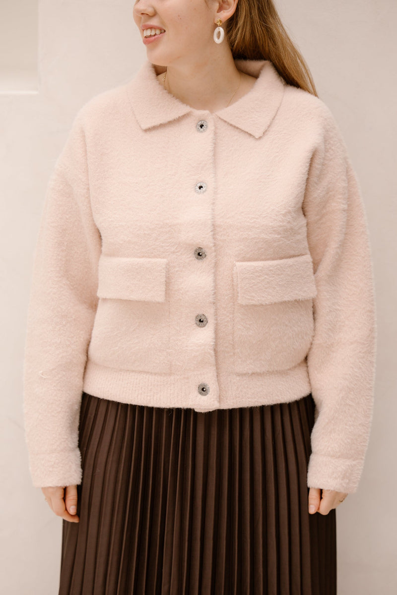 Jacket fluffy with pockets powder pink - Bij Keesje - Bij Keesje