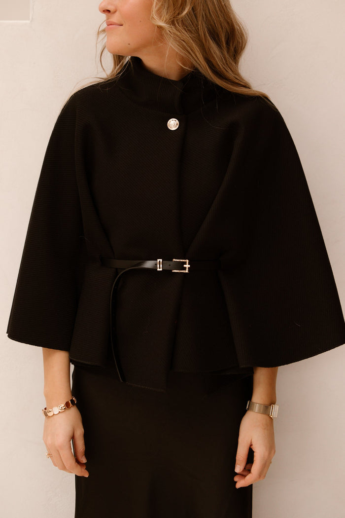 Jacket met belt black - Bij Keesje - Bij Keesje