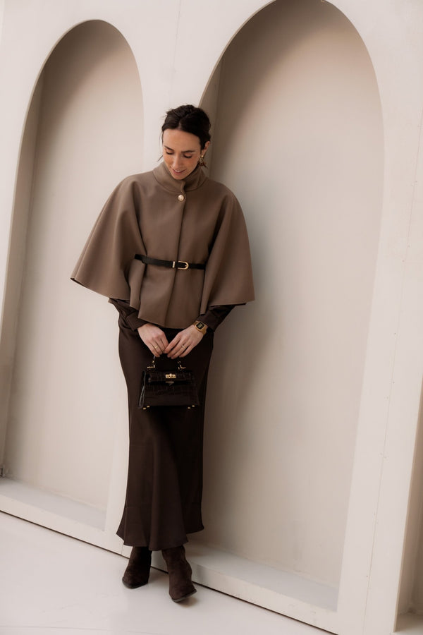 Jacket met belt bruin - Bij Keesje - Bij Keesje