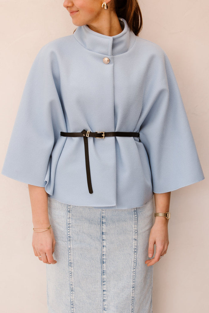 Jacket met belt light blue - Bij Keesje - Bij Keesje