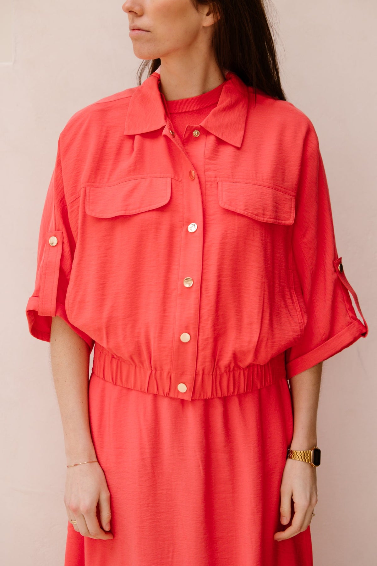 Jacket s/slve slub Chili Red 10032 - Bij Keesje - Esqualo - jas